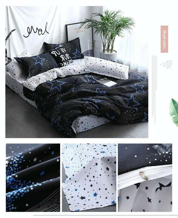 Bedding Set Luxury Family Set Sheet Duvet Cover Pillowcase, Size:2.2m Four-piece bedsheet(Star)