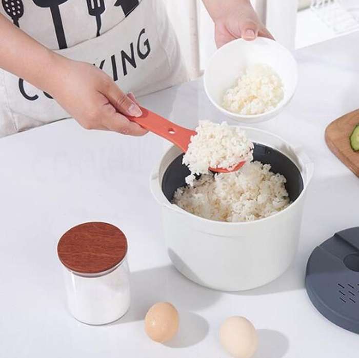Kitchenware Microwave Oven Utensils Rrice Cooker Heating Steamer Pot Steamed Rice Box(Forest Green)