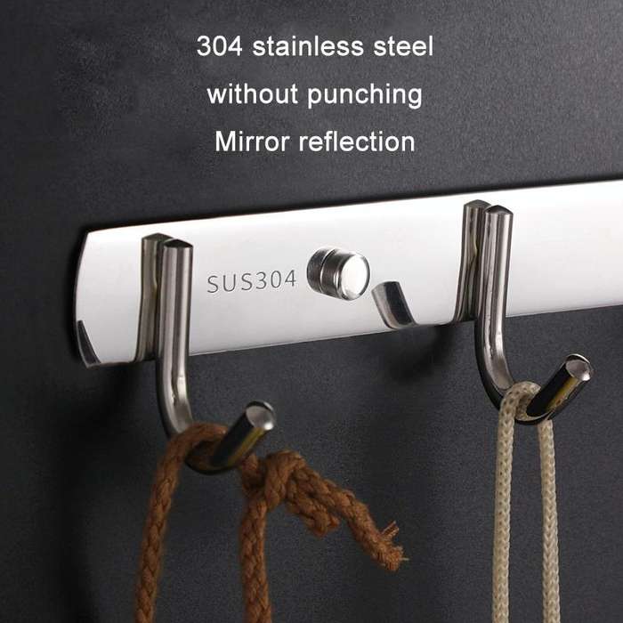 304 Stainless Steel No Punching Door Rear Coat Hook, Specification: 6 Hooks