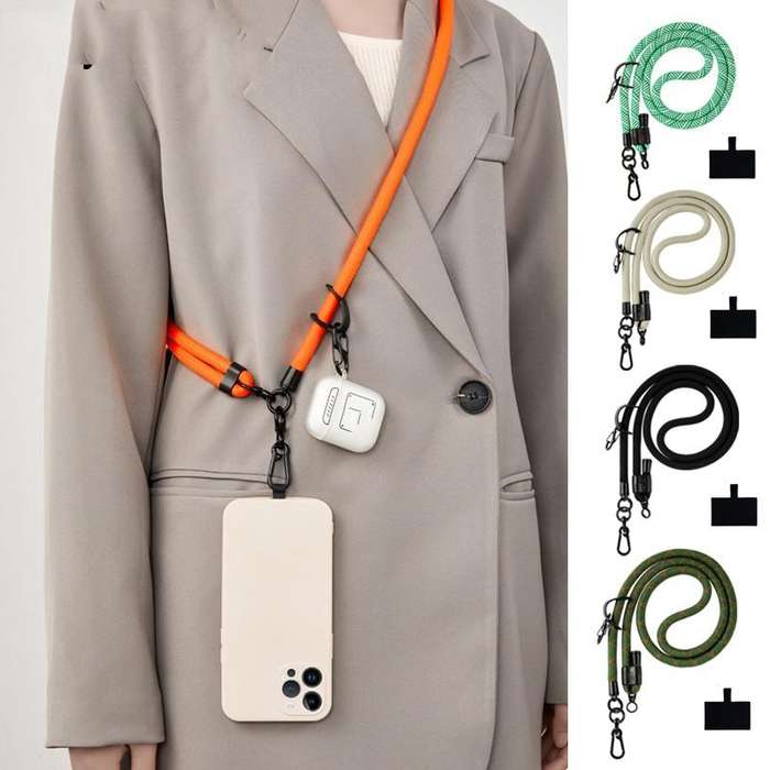 10mm Thick Rope Mobile Phone Lanyard Spacer Adjustable Anti Theft Phone Strap(NO.6 Black White)
