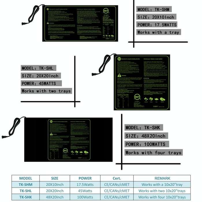 20 x 20in Waterproof Seedling Heating Pad Constant Temperature Heating Pad(US Plug 120V)