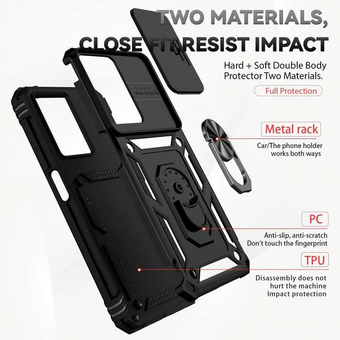 For OPPO A57 Sliding Camshield Holder Phone Case(Black)