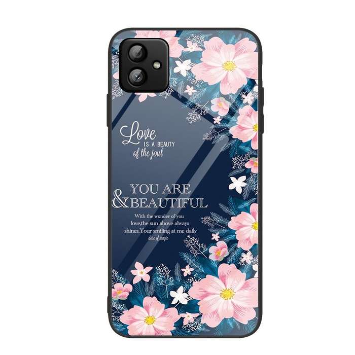 For Samsung Galaxy A04 Colorful Painted Glass Phone Case(Flower)