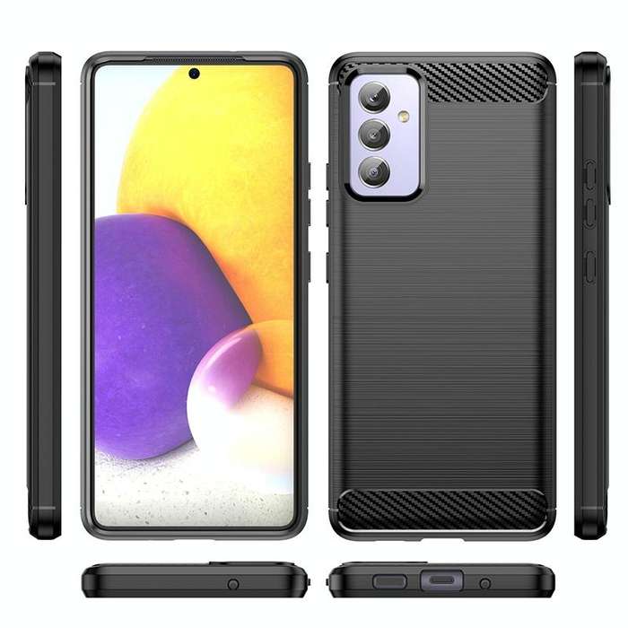 For Samsung Galaxy A82 Brushed Texture Carbon Fiber TPU Phone Case(Black)
