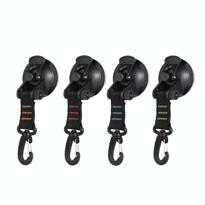 3 PCS Car Tent Suction Cup Home Users Outside Travel Portable Suction Cup Hook Round Carabiner(Red)