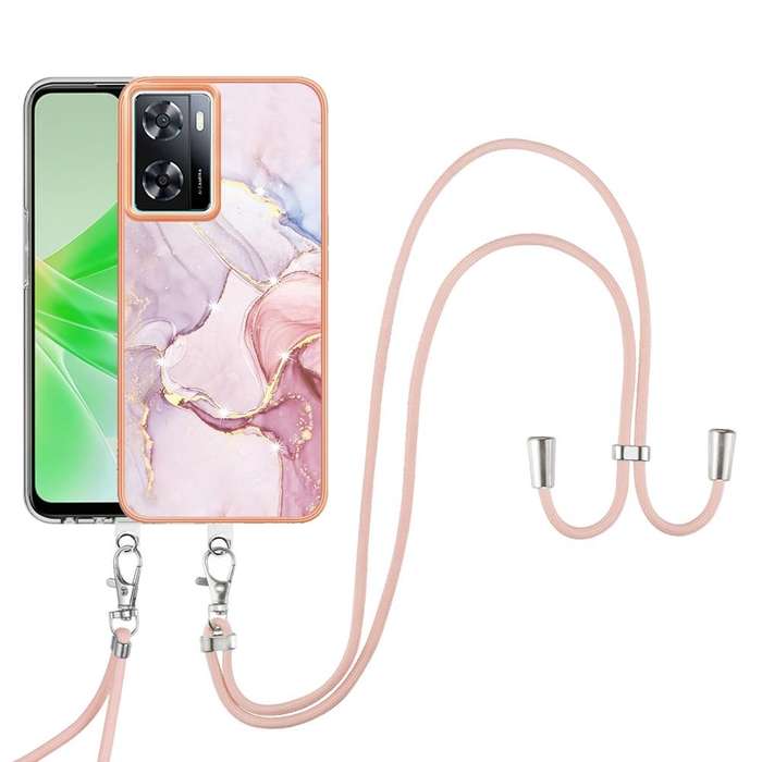 For OPPO A57 4G/A77 5G Taiwan/K10 5G Global Electroplating Marble Dual-side IMD Phone Case with L...
