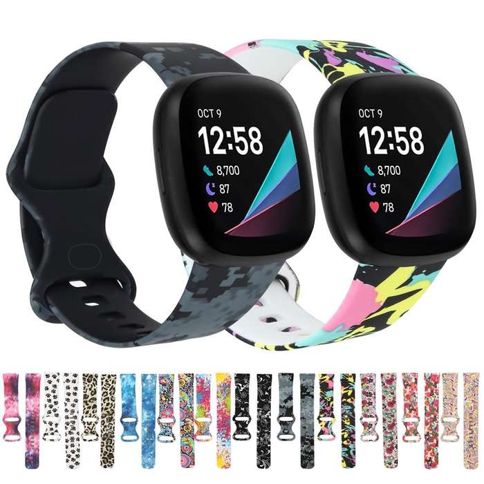 For Fitbit Versa 3 Printing Watch Band, Size:L(K)