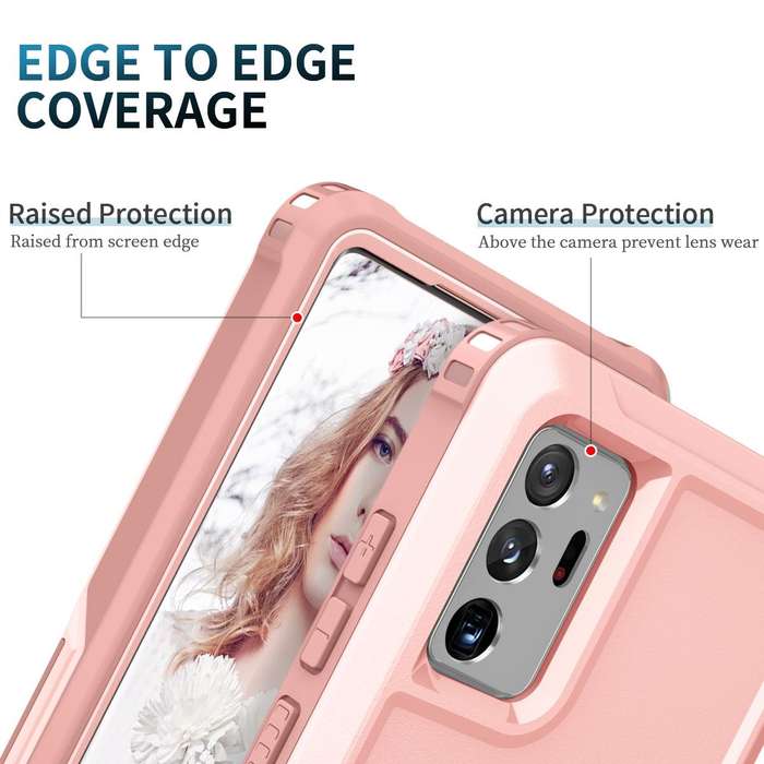 For Samsung Galaxy Note20 Ultra 3 in 1 PC + TPU Phone Case with Ring Holder(Pink)