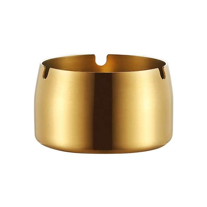 Thickened Stainless Steel Ashtray Windproof And Drop-Proof Ashtray, Specification: Small(Gold)