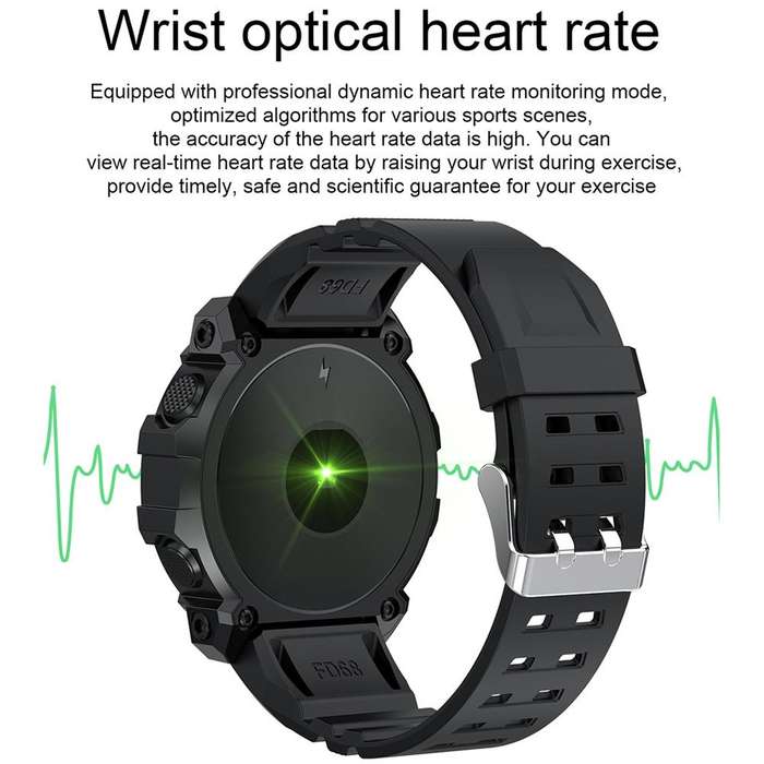 FD68 1.3 inch Color Round Screen Sport Smart Watch, Support Heart Rate / Multi-Sports Mode(Black)