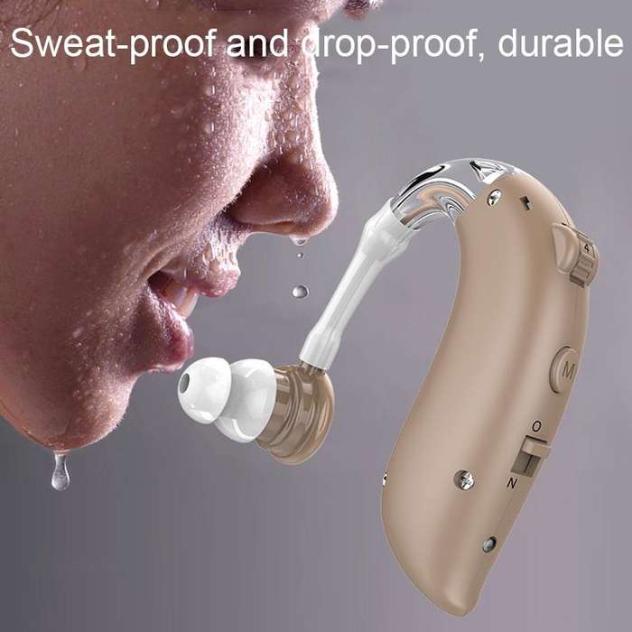 GM-105 Smart Noise Cancelling Ear-hook Rechargeable Elderly Hearing Aids, Spec: US Pulg(Skin Color)
