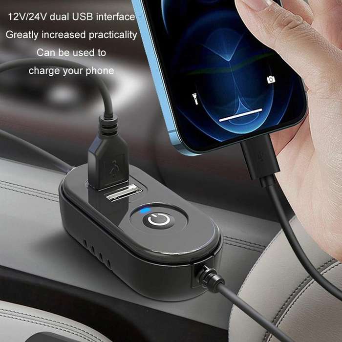 F6026 Large Suction Cup Vehicle-Mounted Double-Head Fan, Model: Cigarette Lighter with USB