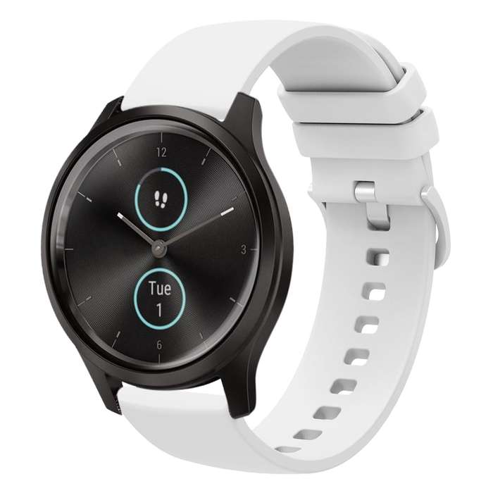 For Garmin VivoMove Style 20mm Solid Color Soft Silicone Watch Band(White)