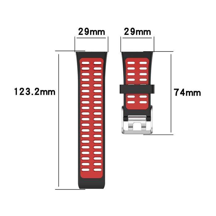 For Polar V800 GPS Smart Watch Two-color Steel Buckle Watch Band(Black+Red)