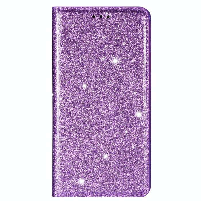 For Samsung Galaxy A6+ / J8 (2018) Ultrathin Glitter Magnetic Horizontal Flip Leather Case with H...