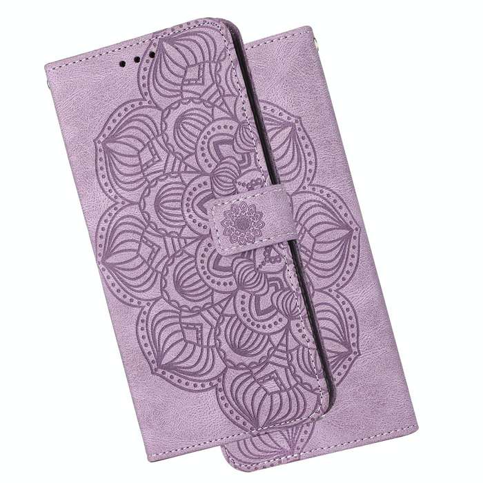 For OPPO A53s Mandala Embossed Flip Leather Phone Case(Purple)