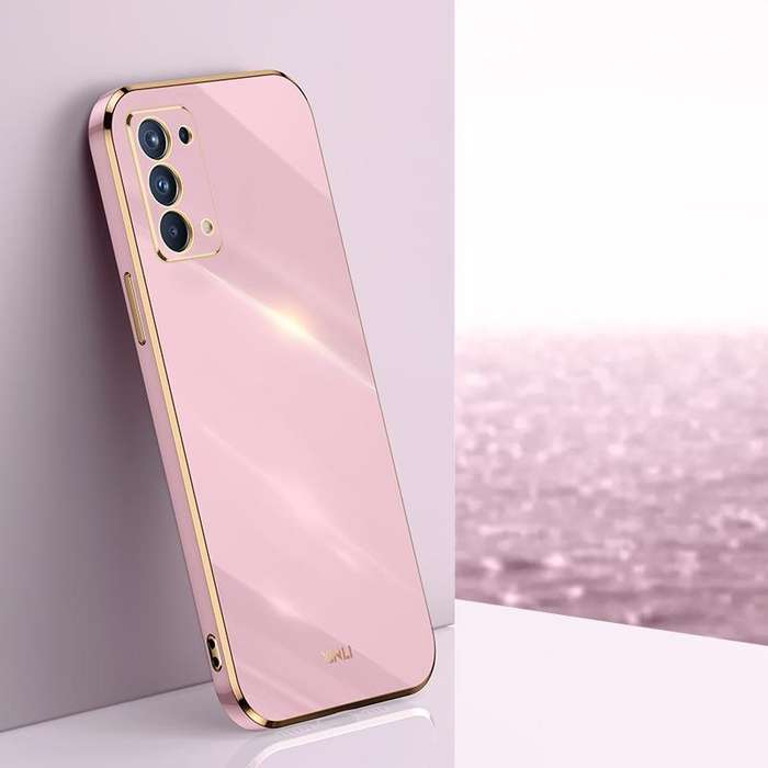 For OPPO Reno5 Pro XINLI Straight 6D Plating Gold Edge TPU Shockproof Case(Cherry Purple)