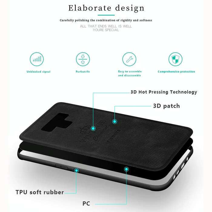 PINWUYO Shockproof Waterproof Full Coverage PC + TPU + Skin Protective Case for Galaxy Note 9 (Br...
