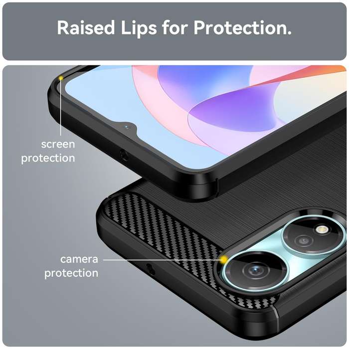 For Honor X5 Plus Brushed Texture Carbon Fiber TPU Phone Case(Black)