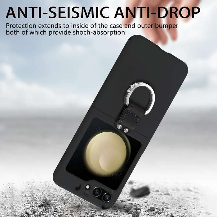 For Samsung Galaxy Z Flip5 5G Skin-feel Diamond Ring Shockproof Phone Case(Black)