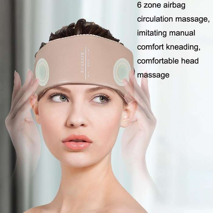 JKQ-121 Head Massager Multifunctional Hot Compress Headache Sleep Aid Head Therapy Instrument(Camel)