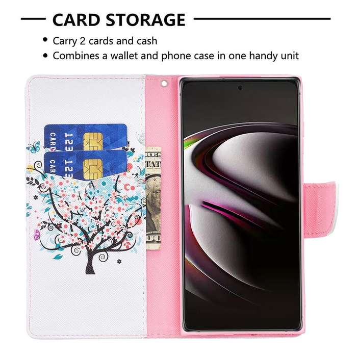 For Samsung Galaxy S22 Ultra 5G Colored Drawing Pattern Horizontal Flip Phone Leather Case with H...