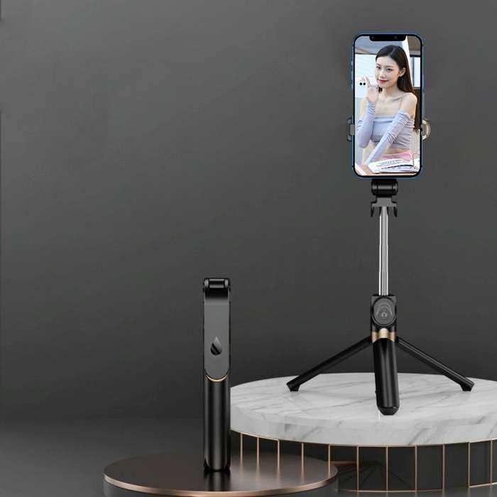 XT06 Live Beauty Bluetooth Tripod Selfie Stick(Black)