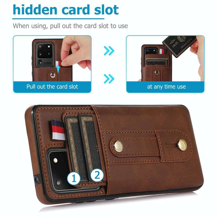 For Samsung Galaxy Note20 Ultra Wristband Kickstand Wallet Leather Phone Case(Brown)