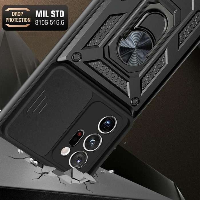 For Samsung Galaxy Note20 Ultra 5G Sliding Camera Cover Design TPU+PC Protective Case(Black)