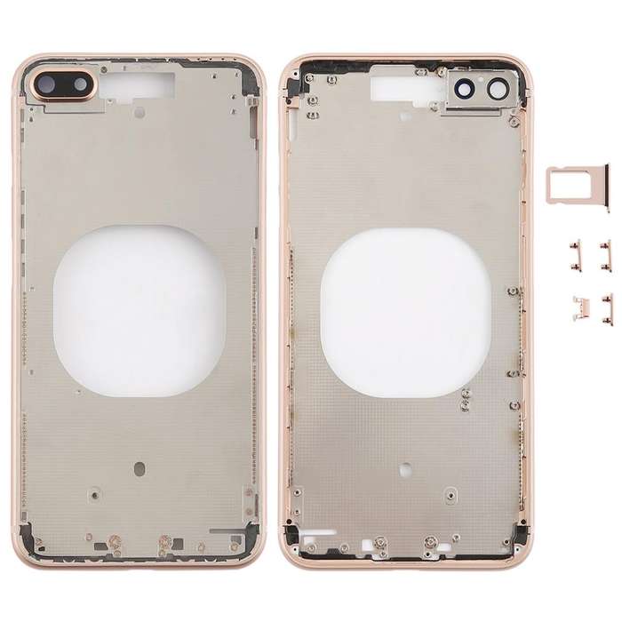 Transparent Back Cover with Camera Lens & SIM Card Tray & Side Keys for iPhone 8 Plus (Gold)