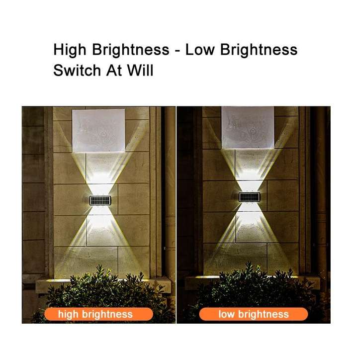 6LED Solar Wall Lamp Outdoor Waterproof Up And Down Double-headed Spotlights(Yellow Light)