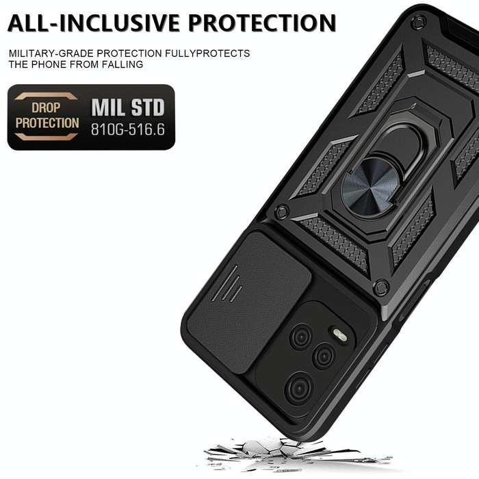 For vivo Y21s Sliding Camera Cover TPU+PC Phone Case(Black)