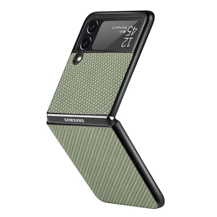 For Samsung Galaxy Z Flip3 5G Cross Pattern Slim PC Protective Case(Green)