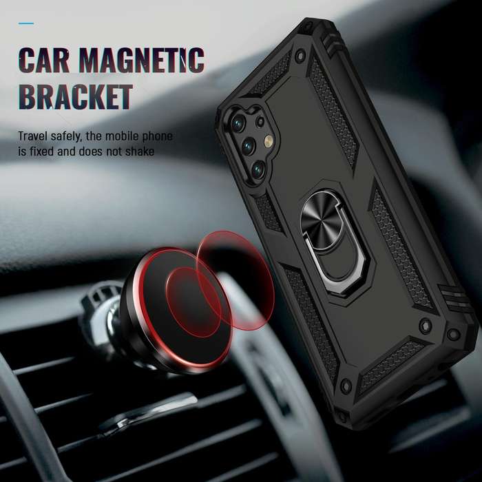 For Samsung Galaxy A13 4G Shockproof TPU + PC Phone Case with Holder(Black)