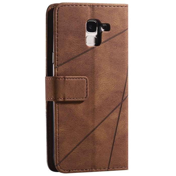 For Samsung Galaxy J6 Skin Feel Splicing Horizontal Flip Leather Case with Holder & Card Slots & ...