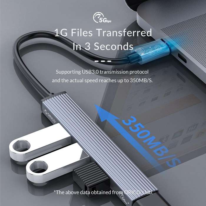ORICO AH-12F 4 In 1 Type-C / USB-C to USB 3.0 HUB Docking Station(Grey)