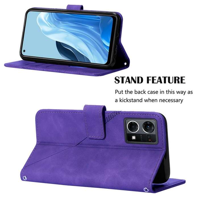 For OPPO Reno7 4G/F21 Pro Crossbody 3D Embossed Flip Leather Phone Case(Purple)