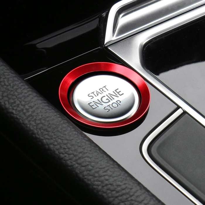 Car Engine Start Key Push Button Ring Trim Aluminum Alloy Sticker Decoration for Volkswagen(Red)