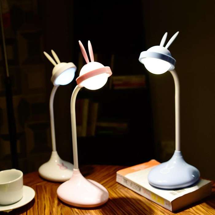 Rabbit Touch Desk Lamp USB Charging Eye Protection Creative Student Reading Bedroom Folding Bedsi...