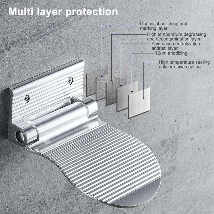 Wall Mounted Aluminium Alloy Bathroom Shower Foot Rest Footstool(Black)