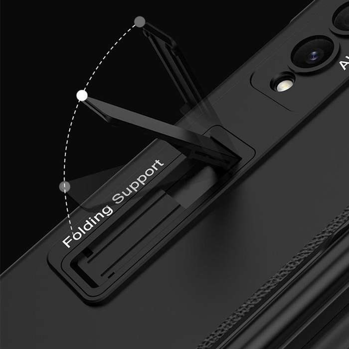 For Samsung Galaxy Z Fold4 GKK Magnetic Hinge Flip Phone Case with Holder & Pen Slot(Grey)