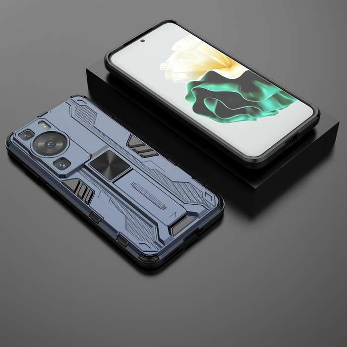 For Huawei P60 / P60 Pro Supersonic Holder PC Soft TPU Phone Case(Blue)