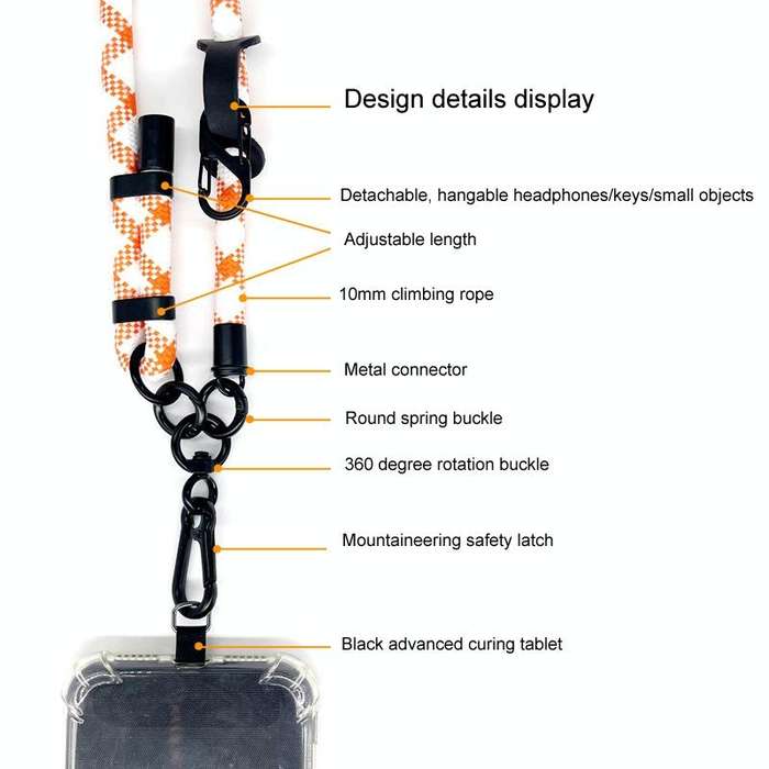 10mm Thick Rope Mobile Phone Anti-Lost Adjustable Lanyard Spacer(Navy)
