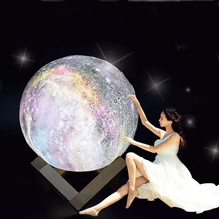 1W 3D Moon Lamp Children Gift Table Lamp Painted Starry Sky LED Night Light, Light color: 8cm Rem...