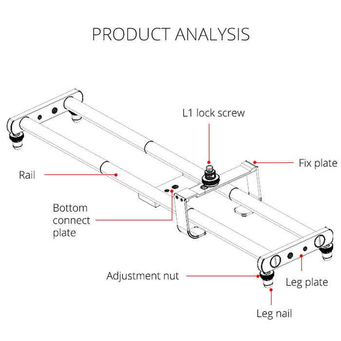 YELANGU YLG0119A 60cm Splicing Slide Rail Track + Trolley Rail Buckle for SLR Cameras / Video Cam...