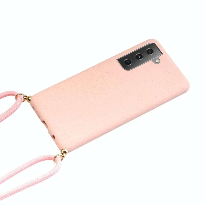 For Samsung Galaxy S23 FE 5G Wheat Straw Material + TPU Phone Case with Lanyard(Pink)