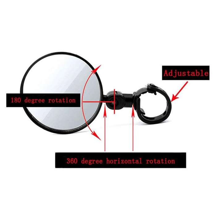 Universal 360 Rotate Adjustable Bicycle Rearview Handlebar Wide-angle Convex Mirror Cycling Rear ...