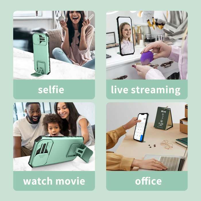 For Samsung Galaxy A03 166mm Stereoscopic Holder Sliding Camshield Phone Case(Light Blue)