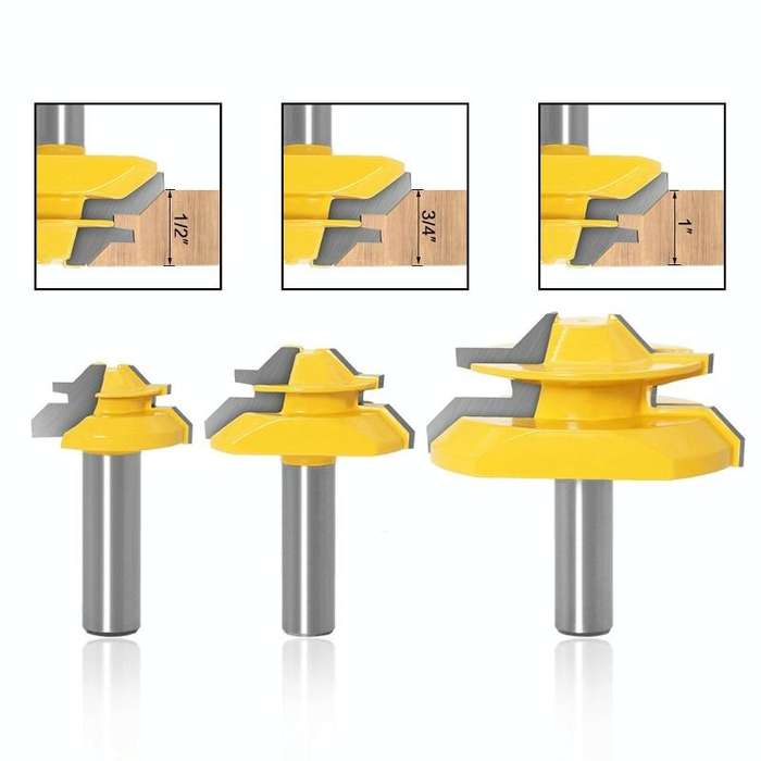 Woodworking Engraving Machine Milling Cutter 45 Degree Jointing Knife, Model: 12x1-3/8mm