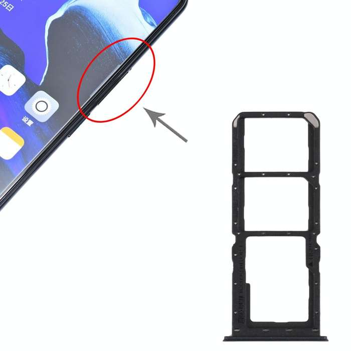 For OPPO Reno2 Z/Reno2 F  SIM Card Tray + SIM Card Tray + Micro SD card tray (Black)